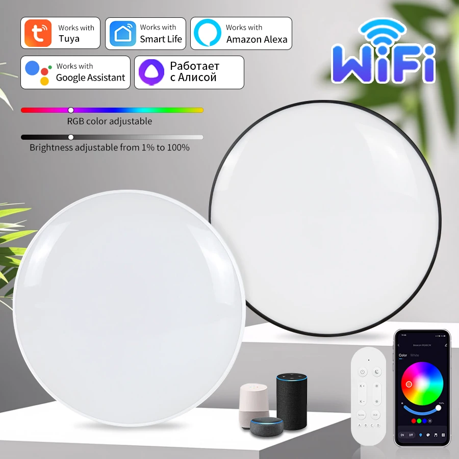 Tuya Smart WiFi Ceiling Light 220V 24W RGB Round Ambient