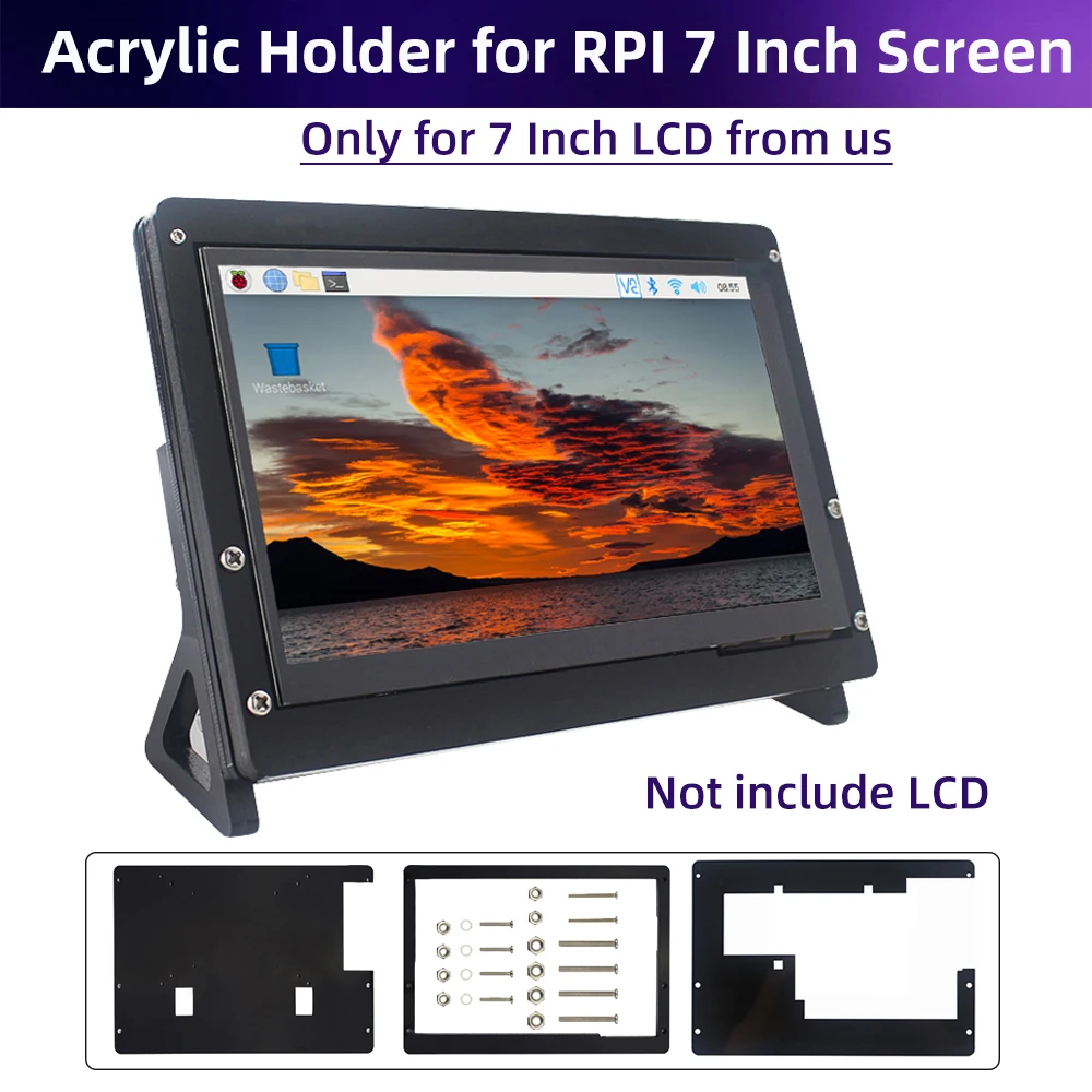 

Акриловый держатель для Raspberry Pi 4, акриловый чехол только для 7-дюймового экрана, кронштейн для Raspberry Pi 3 Model B + Plus