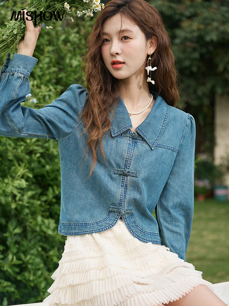 mishow-chinese-denim-shirt-for-women-spring-2024-korean-turn-down-collar-hem-curved-solid-casual-retro-short-tops-mxd14c0231