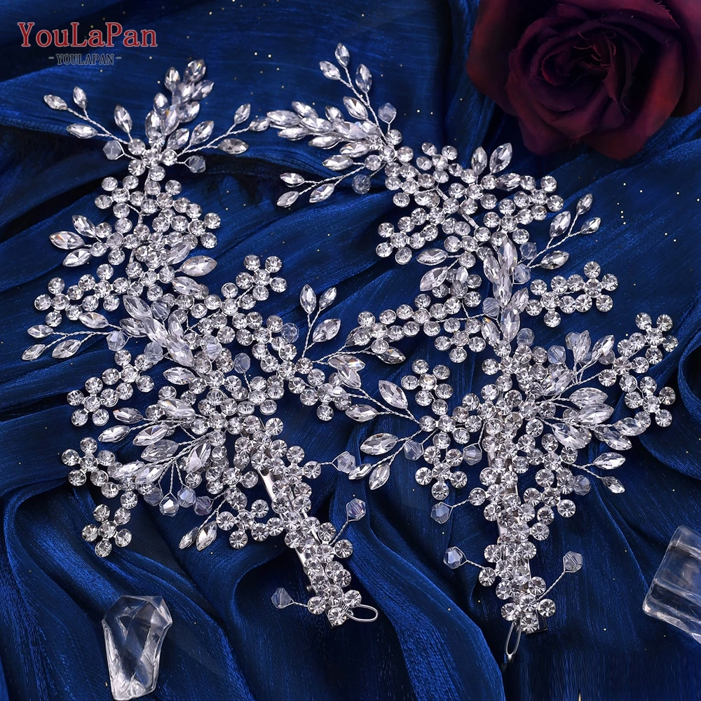 Hair Accessories Bridal Hair Accessories Bridal Jewelry Set Bridal Headpiece Barrettes Hair Clips Vine Rhinestone Floral Wedding Hair Accessories