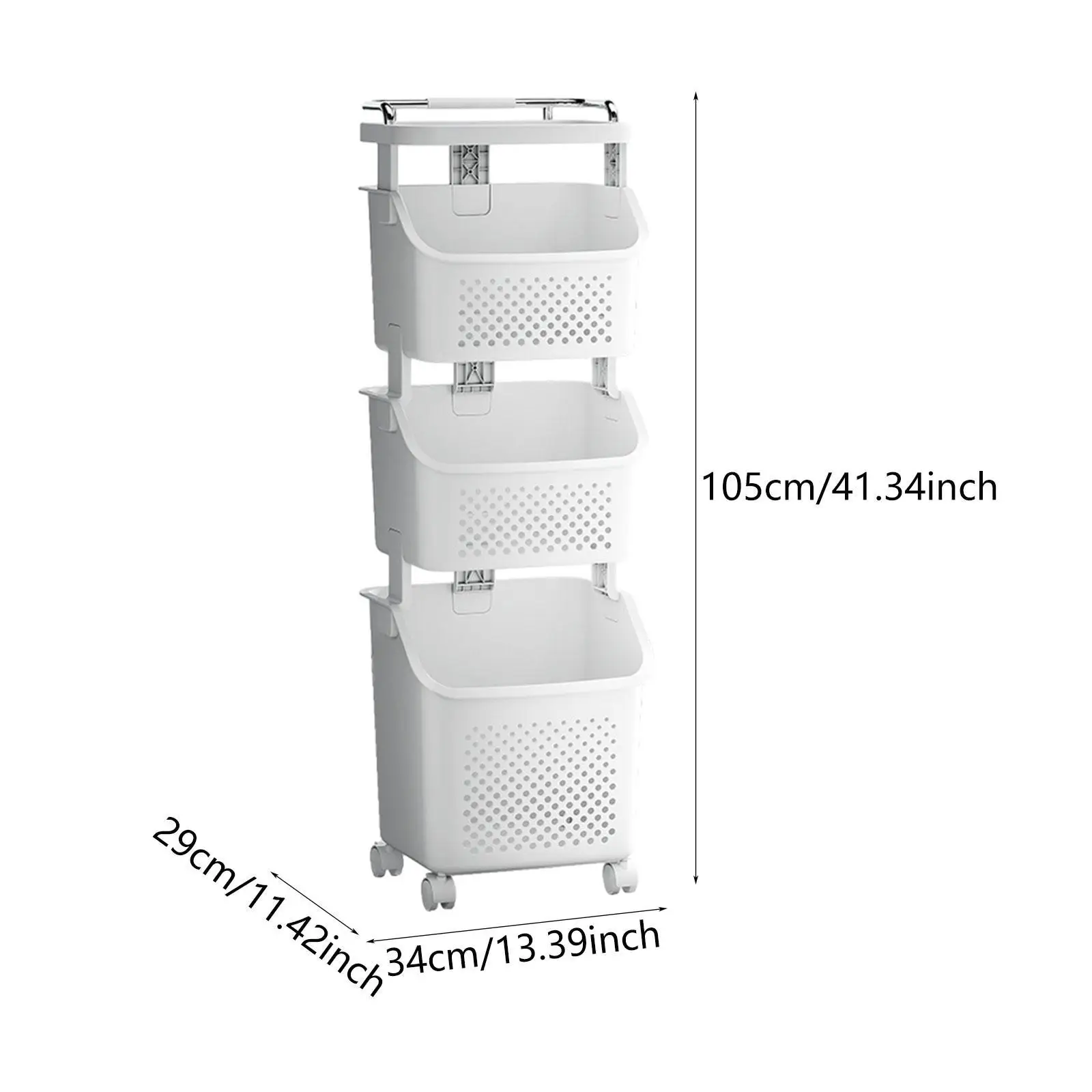 Laundry Cart Dirty Clothes Basket Storage Organizer with Wheels, Laundry Hamper Storage Shelves for Apartment Home Dorm 6