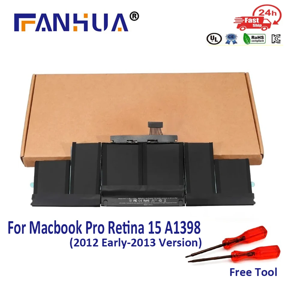 

A1417 Battery for MacBook Pro 15 inch Retina A1398 (2012 Early-2013 Version) Replacement ME665LL/A ME664LL/A 11.26V Battery