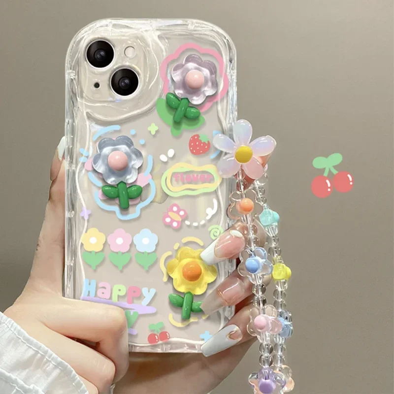 Korean Flower Chain Lanyard Phone Case