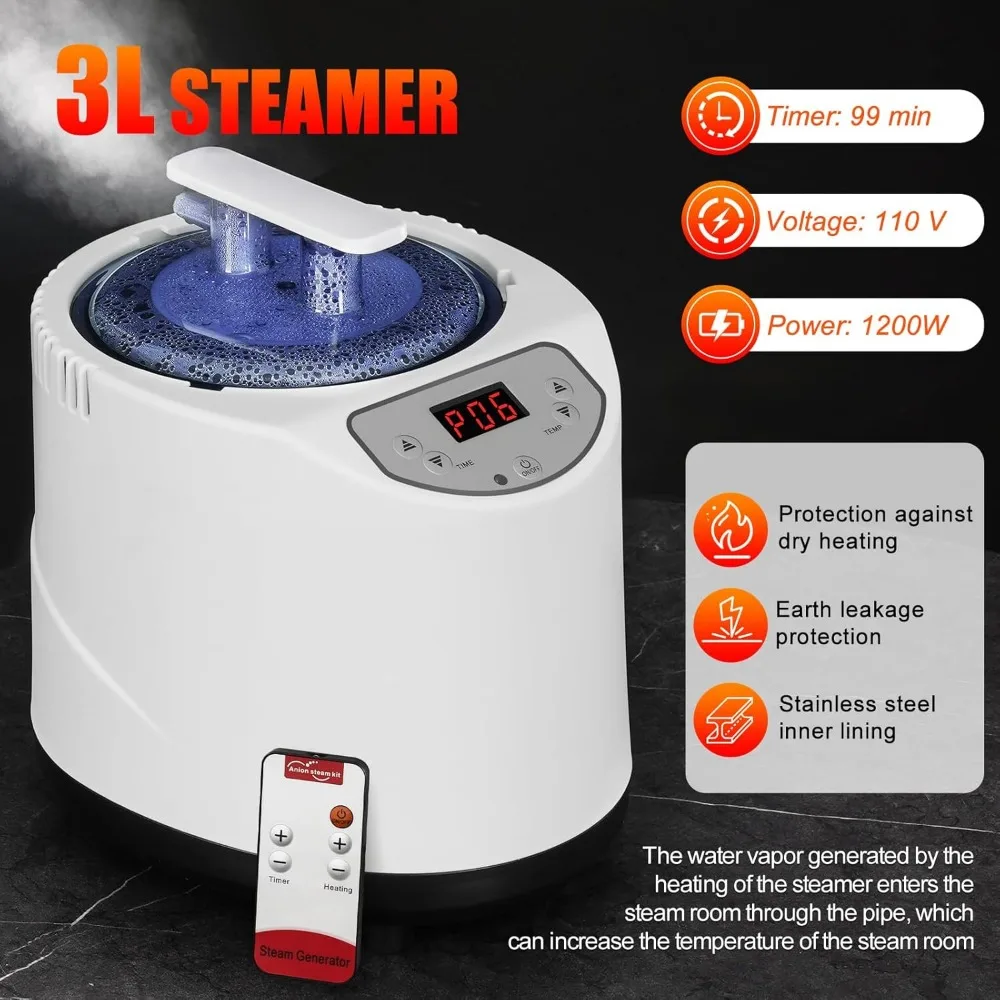 Extra Large Sauna Box, Steam Sauna, Portable Sauna for Home, Sauna Tent with 3L Steamer, Folding Chair and Remote Control 6