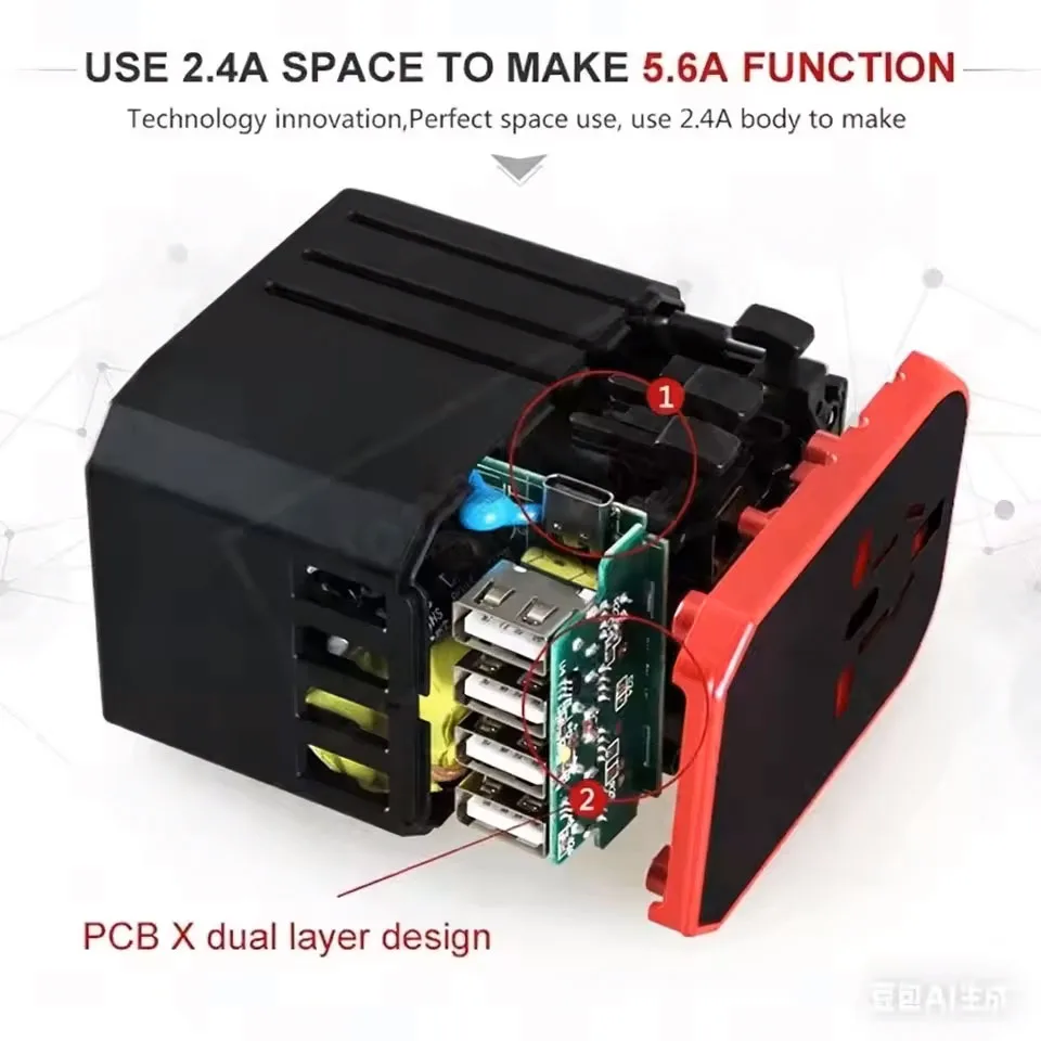 Universal Travel Adapter with USB Type C Charger - International Plug