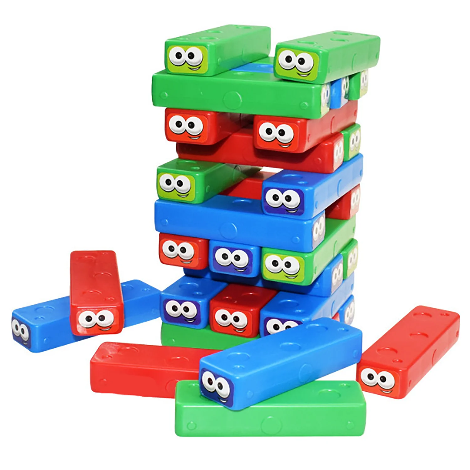 Timber Tower Block Stacking Game, Colored Cartoon Plastic Building Blocks Board, Educational Toy Game, Brick Tower Stacking Game 5