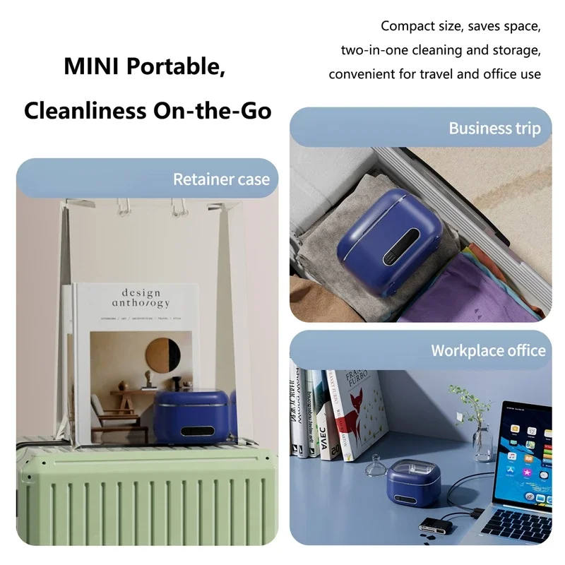 Lenovo Ultrasonic Cleaning Machine 3Speed Timed Deep Cleaning USB Charging Jewelry Cleaner Dentures Retainer Mouth Guard Aligner 5