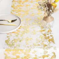 Sparkle Metallic Gold Table Runner Gold/Silver Sequin Glitter Metallic Foil Mesh Roll Party Wedding Birthday Table Decoration 1