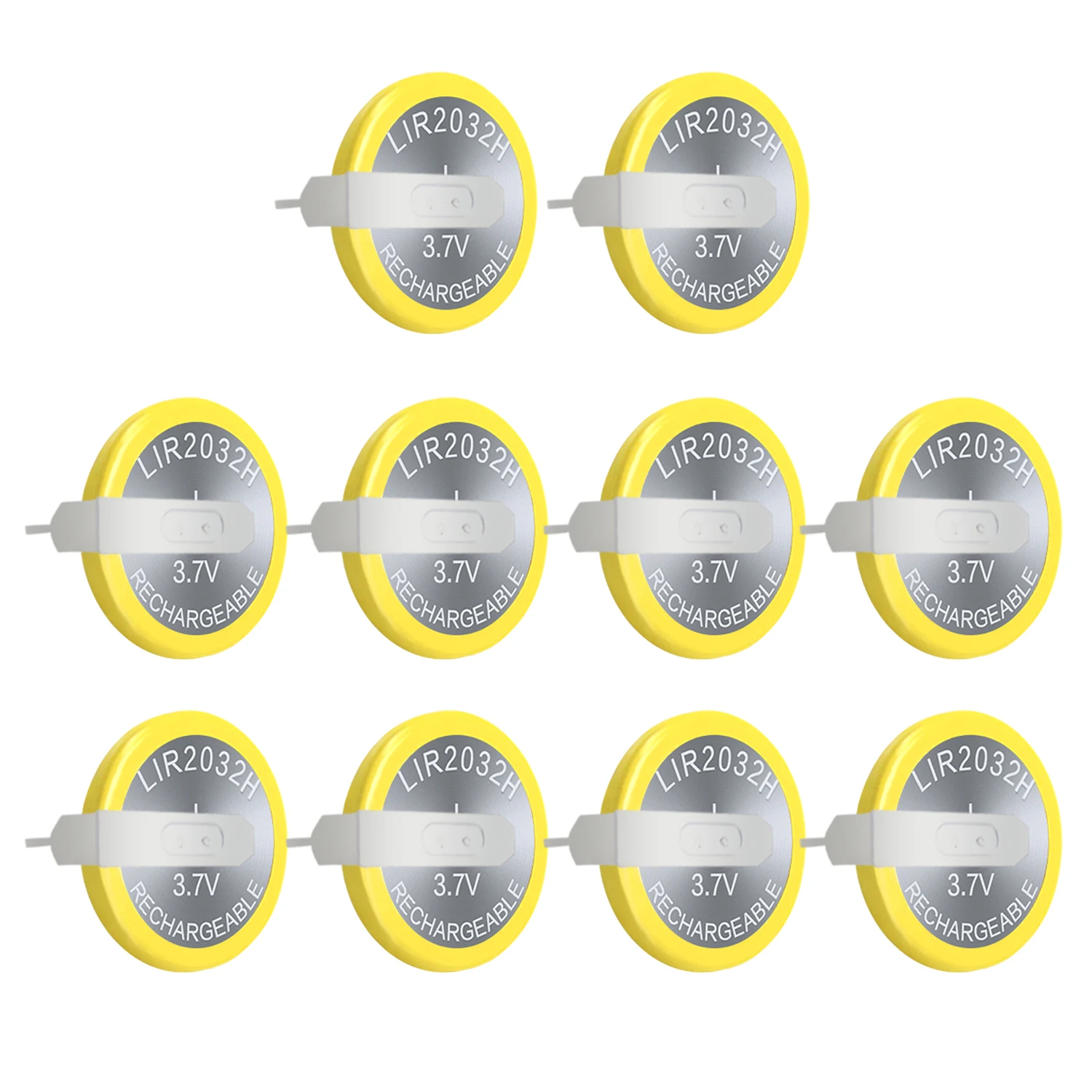 10packs eemb lir2032h rechargeable battery with solder tabs 70mah 3 7v