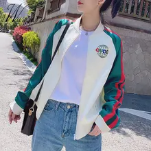 Luxury Fashion Baseball Jacket Women 2021 New Casual Thin Zipper Bomber Coat Autumn Patchwork Harajuku Print Sports Cardigan