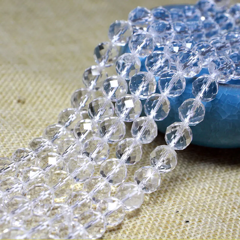Fine AAAA 100% Natural Stone Faceted Rock Quartz Round Gemstone Spacer Beads For Jewelry Making DIY Bracelet Necklace 6/8/10MM 6
