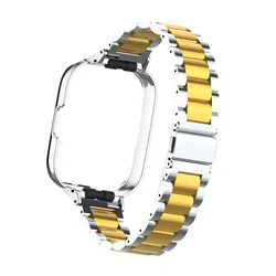 Stainless Steel Magnetic Loop Bracelet with Metal Case Protector for Redmi Watch 3 lite (SilverG)