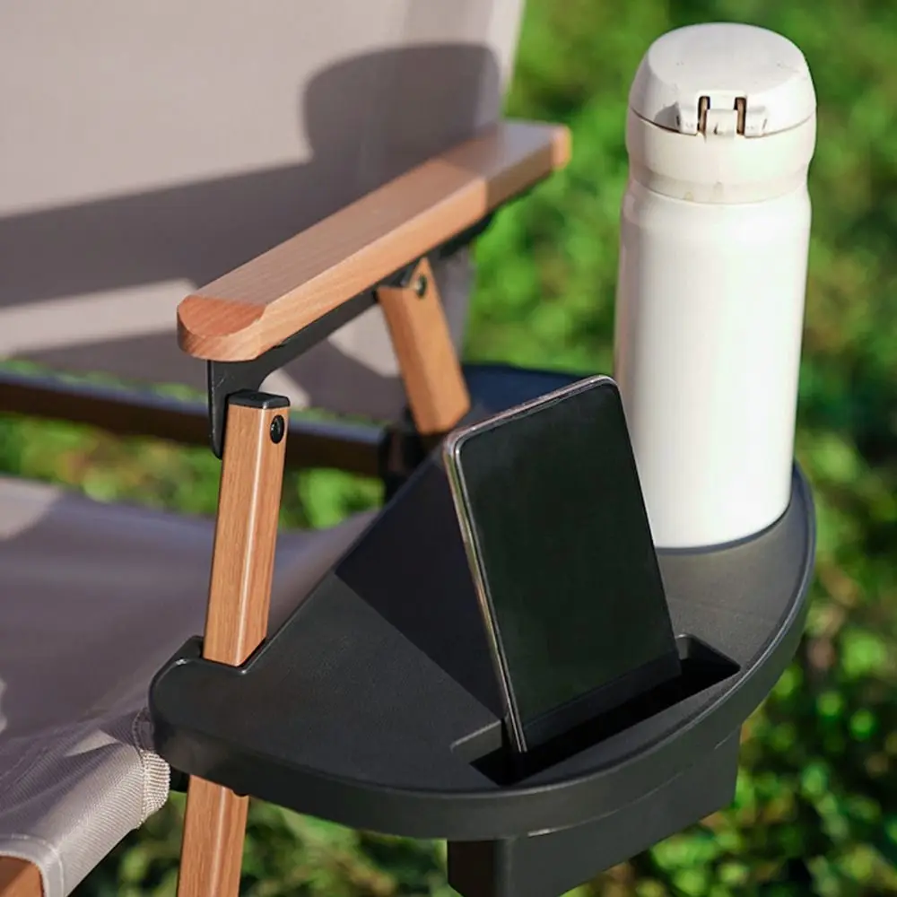 1Pcs Recliner Folding Chair Tray Drink Holder Portable Side Tray Breakfast Black Khaki Beach Chair Cup Holder 5