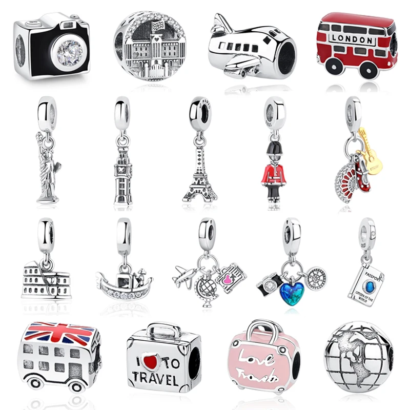 Original 925 Sterling Silver Charms Camera Suitcase London Bus Pendant Beads Fit Bracelets Necklaces Jewelry For Women charm jewelry,sterling silver jewelry,beads charms,sterling silver beads,silver charm bead,charm bead,beads jewelry,sterling silver beads charm