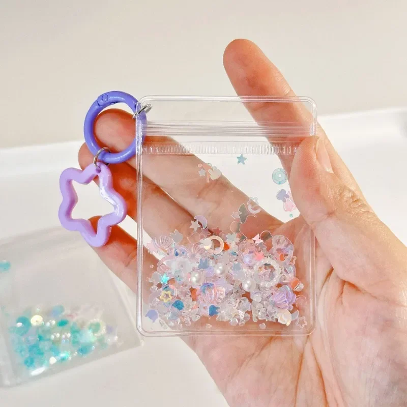 1pc Cartoon Shake Glitter Bag Keychain with Five-pointed Star Pendant  Transparent Doll Gift Bag Kawaii Toy Pendant Storage Bag 6