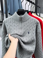 Luxury brand zipper stand up collar sweater men's designer exquisite Paul embroidery fashion casual winter warm knitted pullover