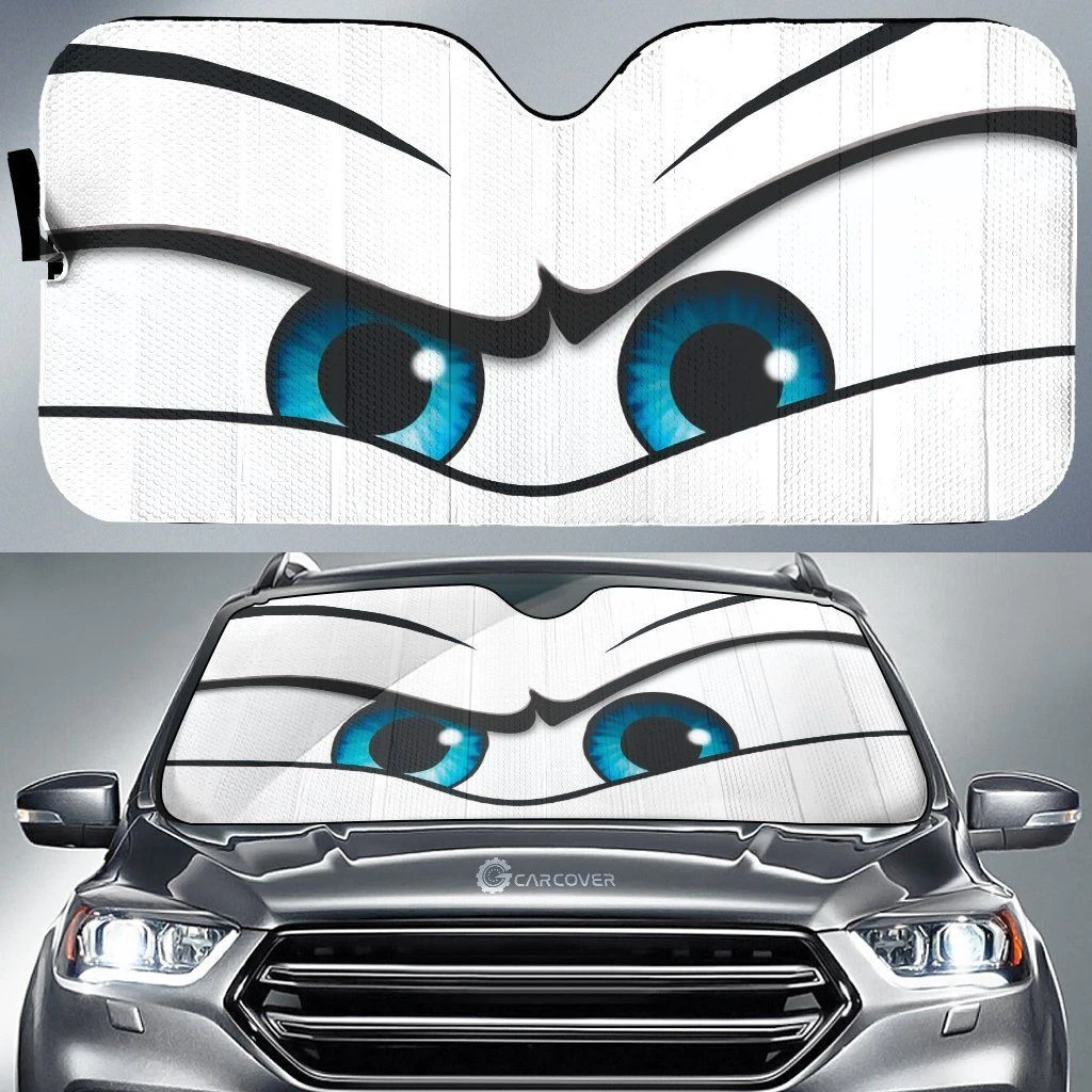 Sun Visor Car Front Windshield White Angry Eyes Car Sunshade Custom Car Accessories Gifts Car
