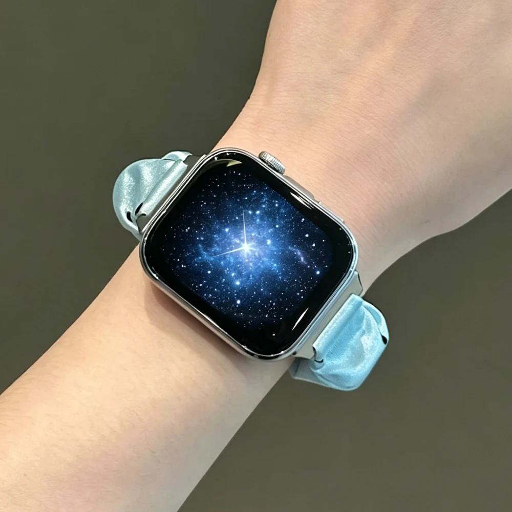 Elegant Scrunchie Fabric Strap for Smartwatches - Stretchy Bracelet Accessory