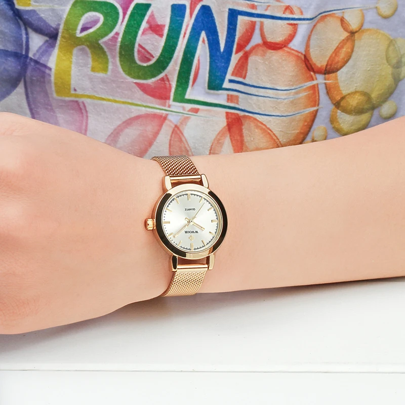 Relogio Feminino WWOOR Brand Women Watch Fashion Ladies Quartz Watches Bracelet Waterproof Simple Gold Mesh Luxury Women Watches