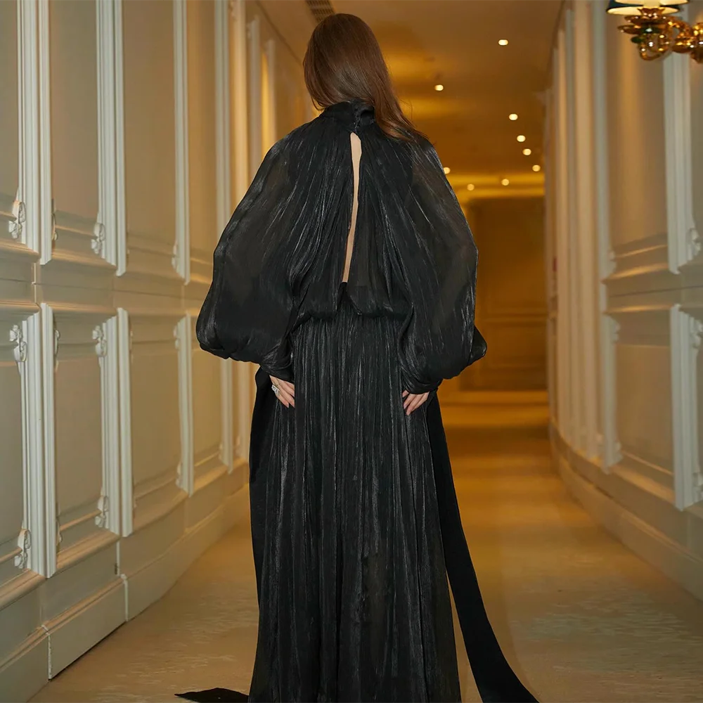 TWOTWINSTYLE Solid Elegant Chic Dresses For Women Stand Collar Long Sleeve High Waist Patchwork Lace Up Dresses Female Style New 5