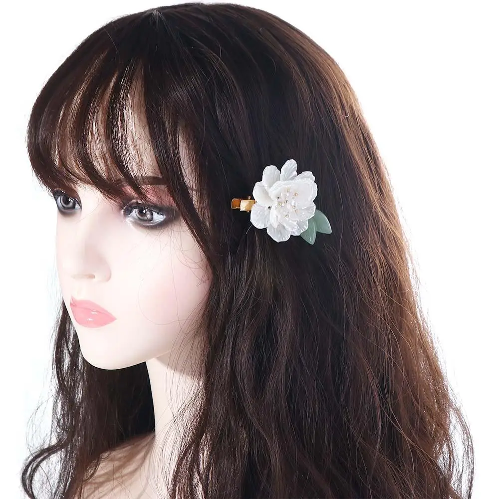 

Vintage Sweet Flower Camellia For Girls Temperament Hair Clips Korean Hairpins Women Barrettes Duckbill Clips