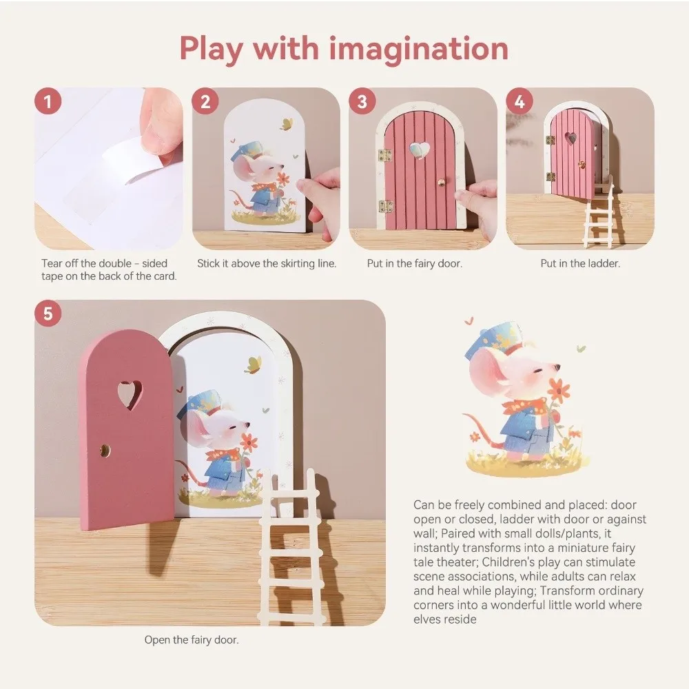 Wooden Mini Fairy Elf Door Home Decor