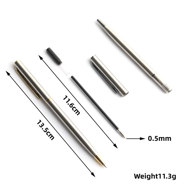 Metal Gel Pen Stainless Steel Material Rotate Gel Pens Ink Colors Black Blue Writing Point 0.5mm For School Office Stationery 2
