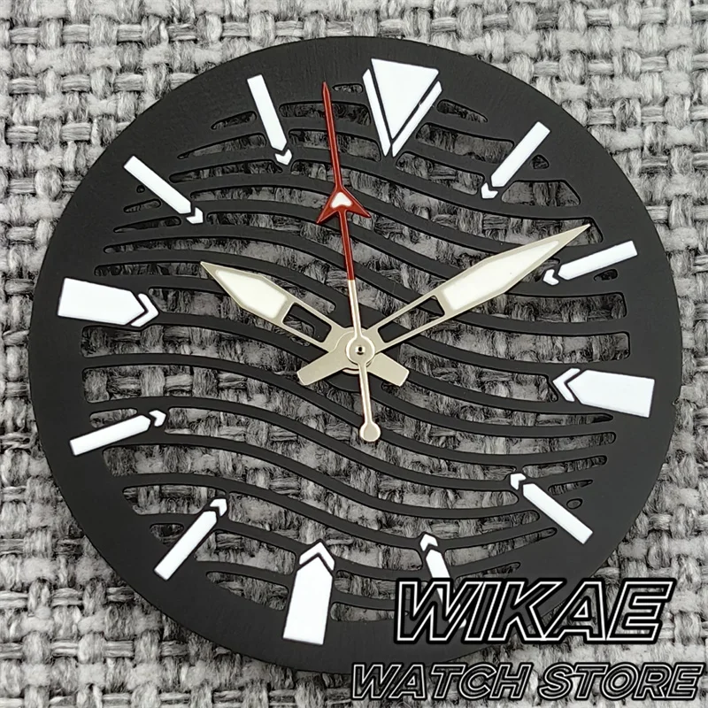 Elegant Multicolor 29mm Skeleton Watch Dial with Silver Hands and Green Luminous Accents