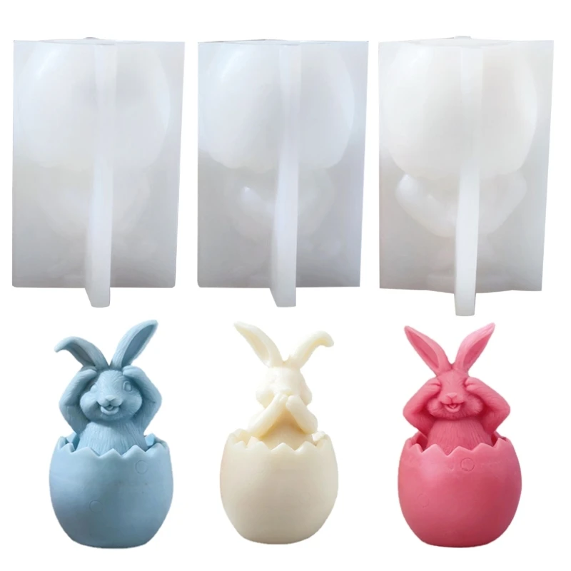 

Cute Bunny Candle Mold Long-Eared Egg Rabbit Silicone Mold For Soap Making For DIY Plaster Home Ornament