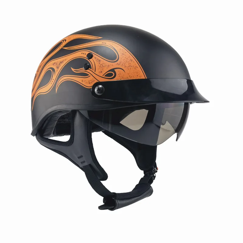 Dot Casco Moto Half Face Moto Rcycle Helmet Open Face Half Helmet Capacete De Moto Cicleta Per Cafe Racer Retro Tedesco Chopper
