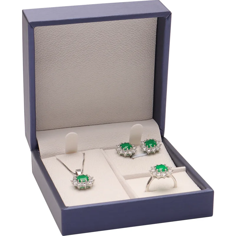 Hot Pu Jewelry Organizer Box Necklace Rings Storage Case Earring Stud Pendant Gift Packing Box Blue Gold Color Wedding Cases