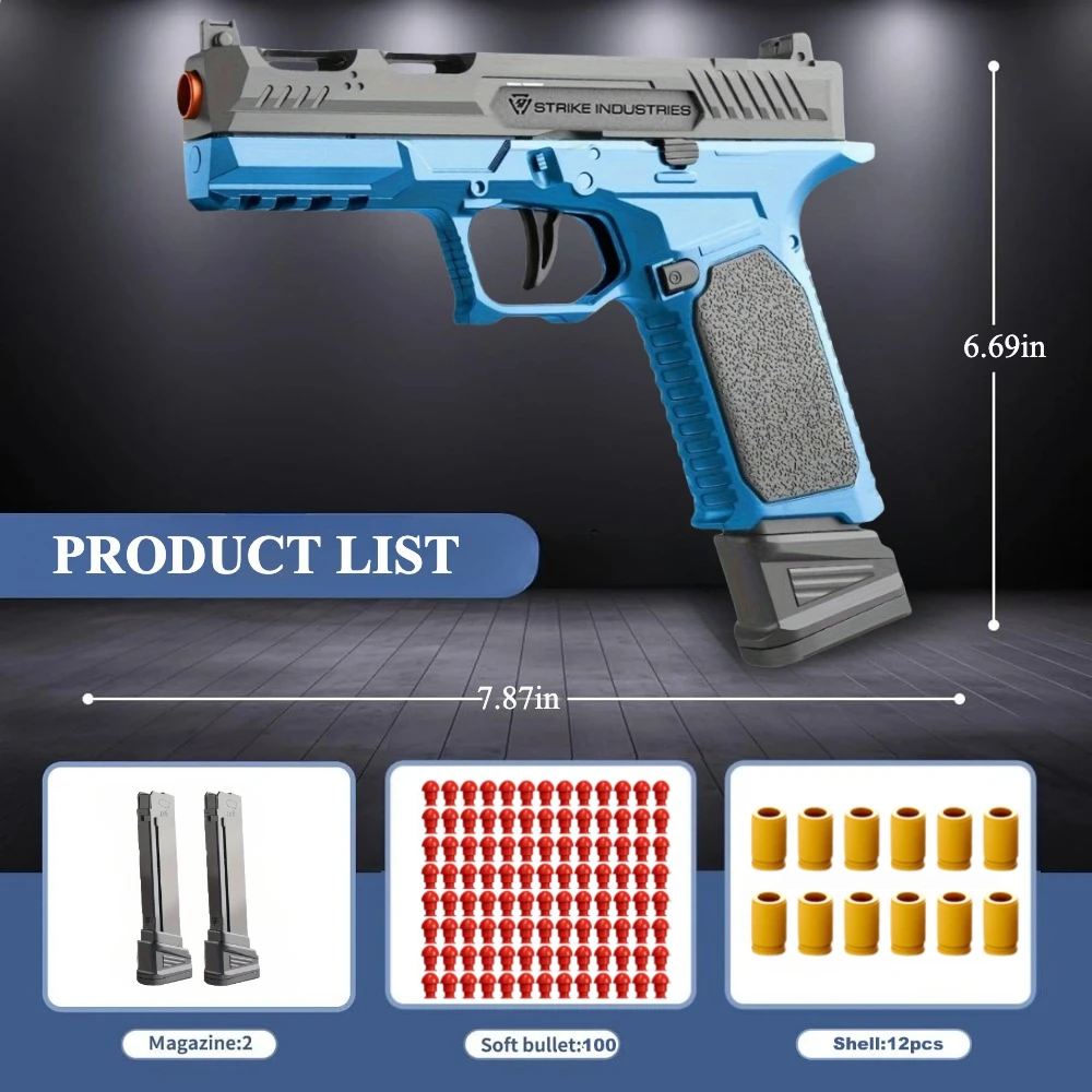 Shell Throwing Automatic Soft Bullet Toy Gun with Blowback - Outdoor Sports Shooting Game Gift