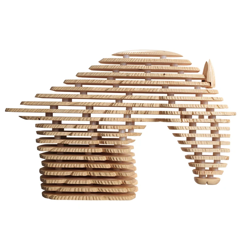 

Modern Abstract Animal Sculpture, Solid Wood Horse Head Art Decoration, Entrance Decoration
