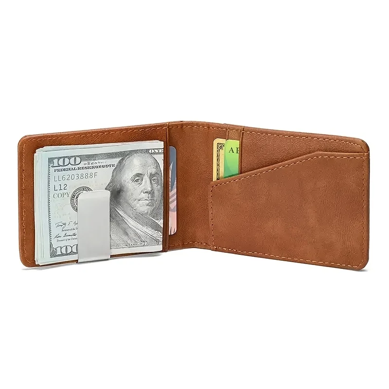 Sleek PU Leather Bi-Fold Wallet with Detachable Money Clip and Multi-Card Organizer