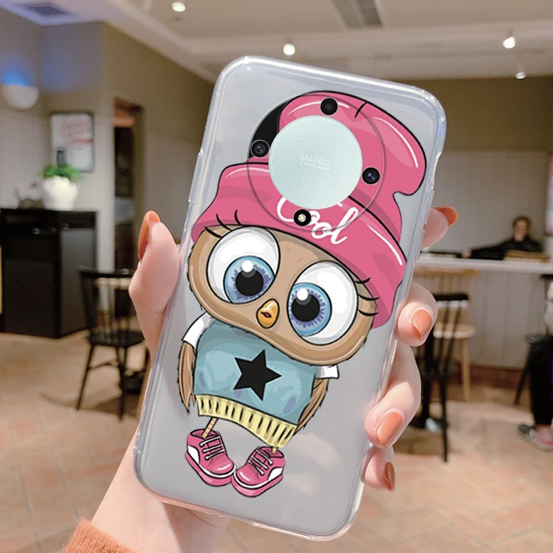 Clear Shockproof Silicone Case with Cute Cat Design - Transparent Cover