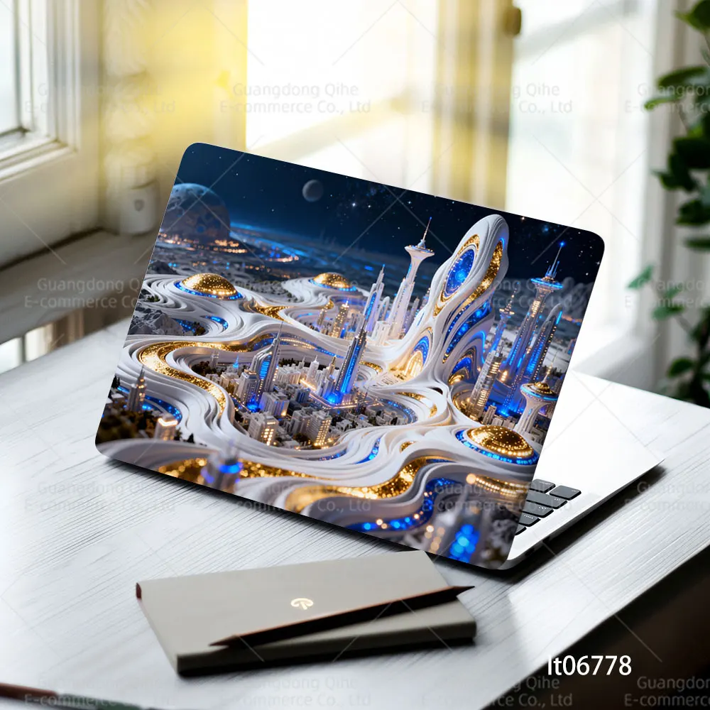 Futuristic City Design Laptop Skin Sticker Set - 2 Piece Decal Cover