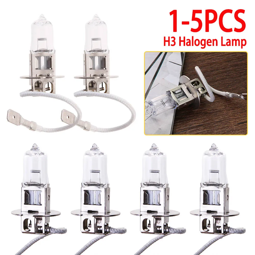 Fog and Headlight Bulbs 1-5Pcs H3 Halogen Lamp Super Bright Car Light 12V 55W Xenon Bright Quartz Bulb Glass Car Fog Light Cyan Color Headlights