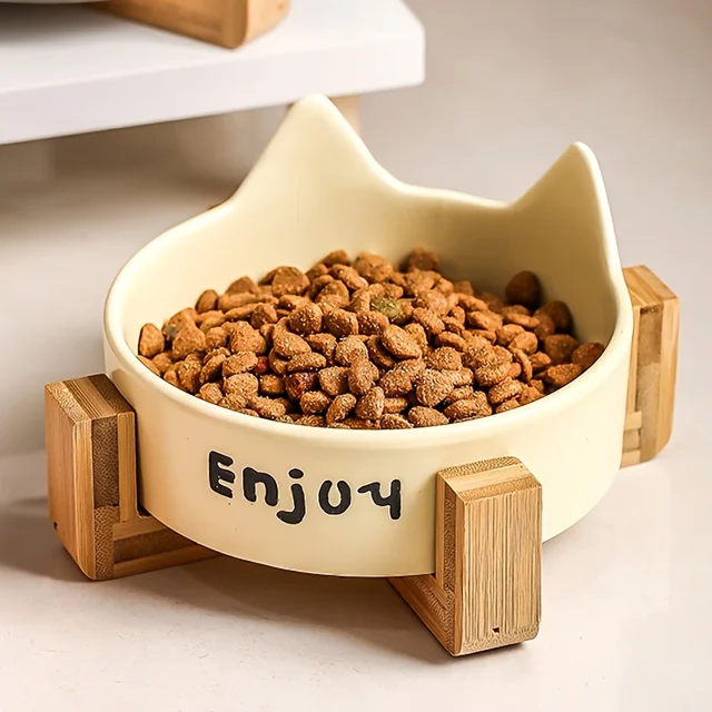 Ceramic Raised Cat Bowl Feeder 2
