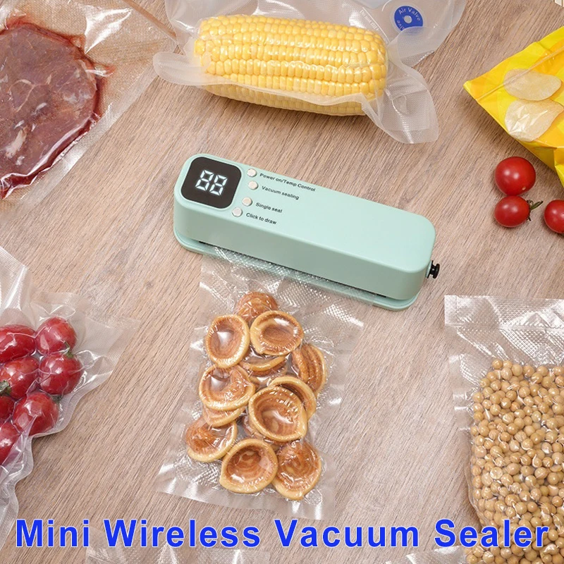 Mini Wireless Vacuum Sealer Household Vacuum Food Bag Rechargeable Laminator Kitchen Packaging Machine