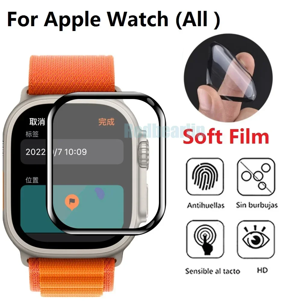

200pcs Soft Screen Protector Film For Apple Watch 44mm 45mm 40mm 41mm 38mm 42mm 49mm 3D Curved Protectors