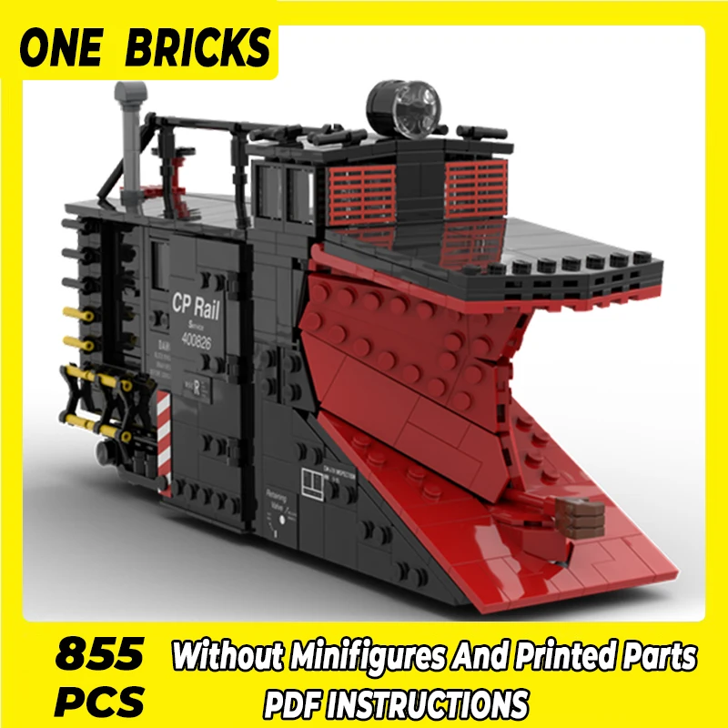 

Technical Moc Bricks Model Train Series Pacific Snow Plow Modular Building Blocks Gifts Toys For Children DIY Sets Assembling