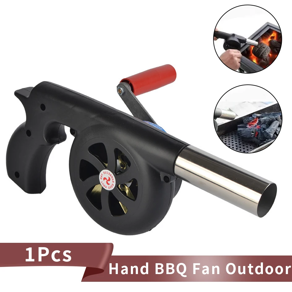 Hand Crank BBQ Fan Portable Outdoor Barbecue Air Blower Cooking Picnic Bellows for Picnic Camping Hiking Stove Grill Accessories