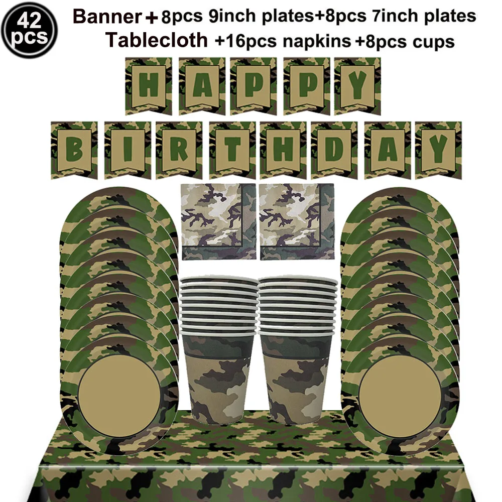 Military-Themed Camouflage Balloon Decorations for Boys' Birthday Party Supplies