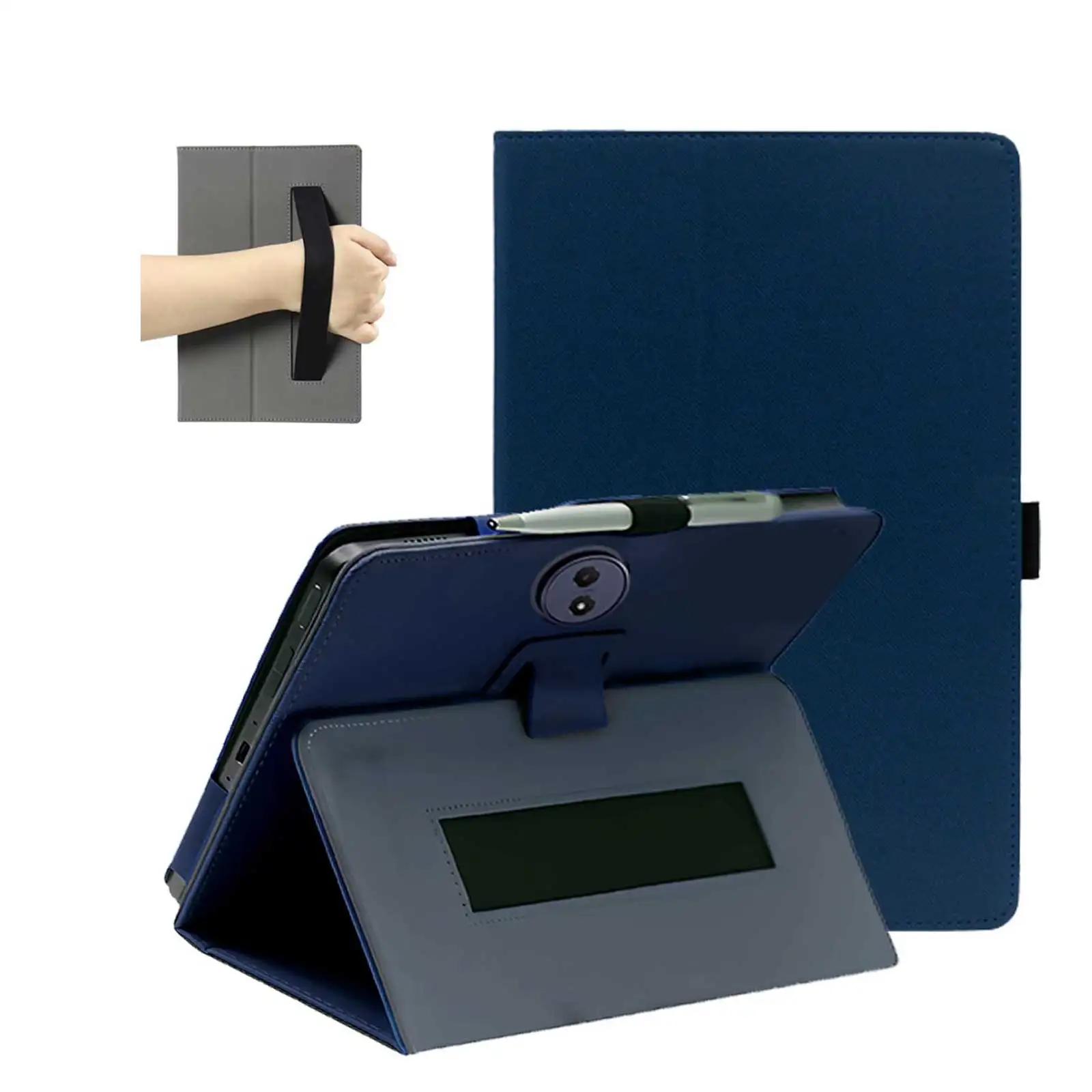 Premium PU Leather Folding Case with Pen Holder and Wrist Strap