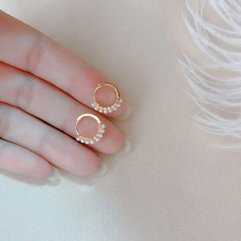 100% S925 sterling silver earrings for women fashion pearl hoop earring for girls fine jewelry for women small ear accessories