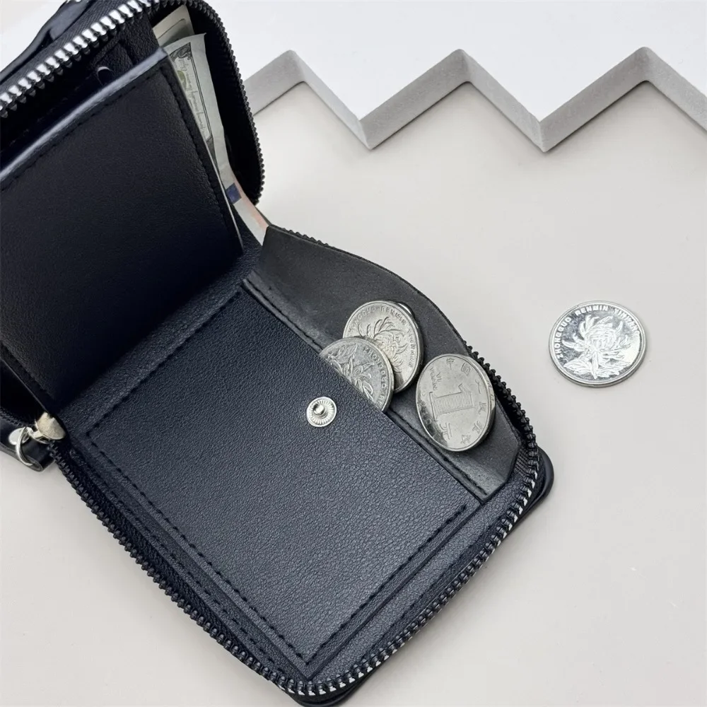 Leather Men’s Wallet Luxury Mens Purse Male Zipper Card Holders with Coin Pocket Rfid Wallets Gifts for Men Money Bag