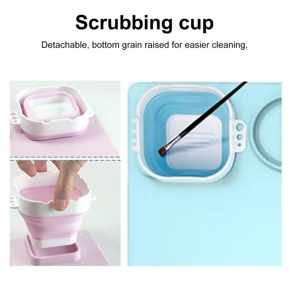 Drawing Mat Silicone Painting Mat With Cup Non-Stick Art With Brush Cleaner Pen Holder DIY Clay Art Palette