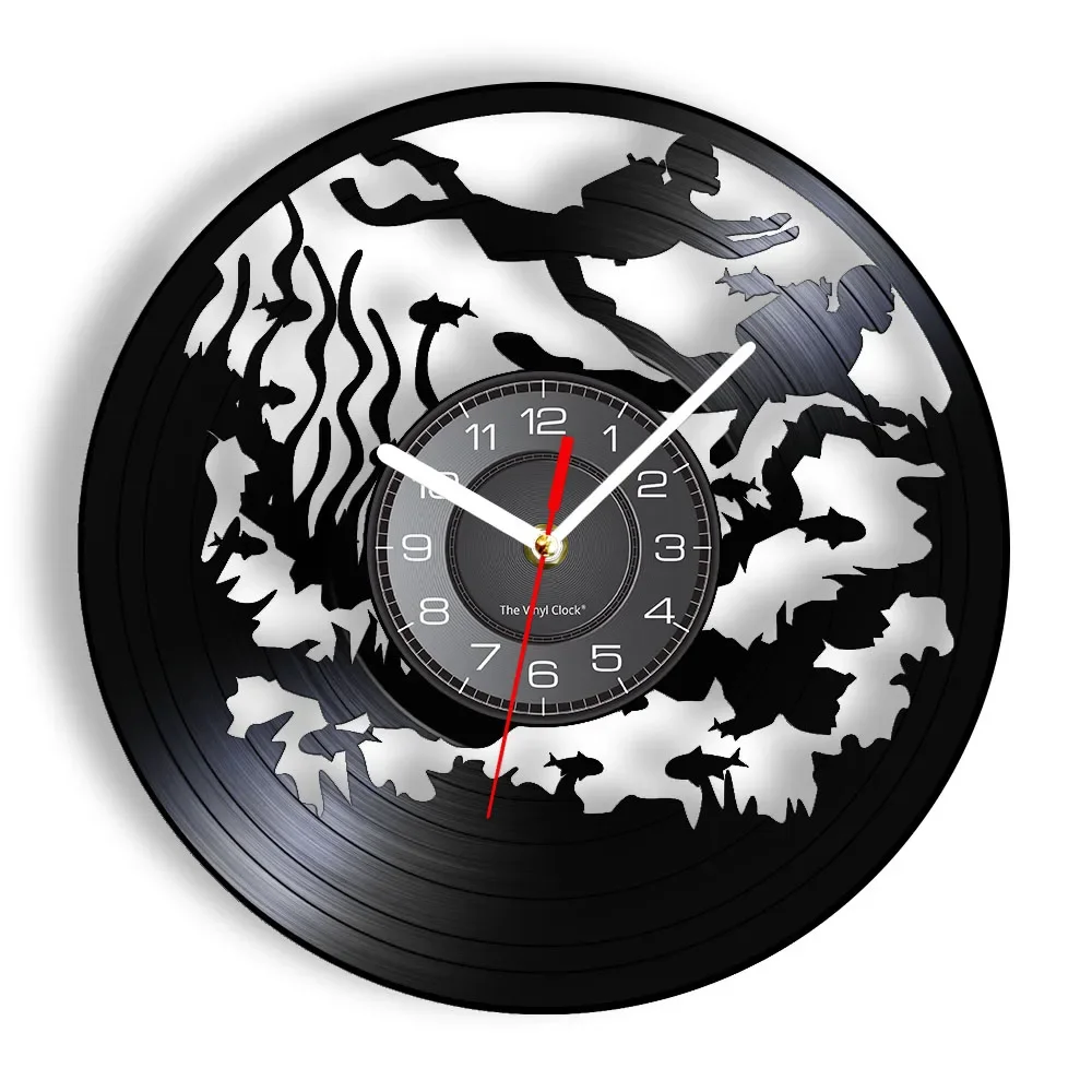 Ocean Underwater Scuba Diving Vinile Record Orologio Da Parete Art Room Decor Retro Black Music Album Orologio Da Parete Diving Lover Hobbie Gift