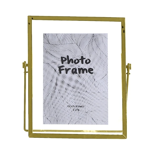 Metal Glass Photo Frame Golden Iron Pictures Stand 4 6 7 Inch Home  Decoration