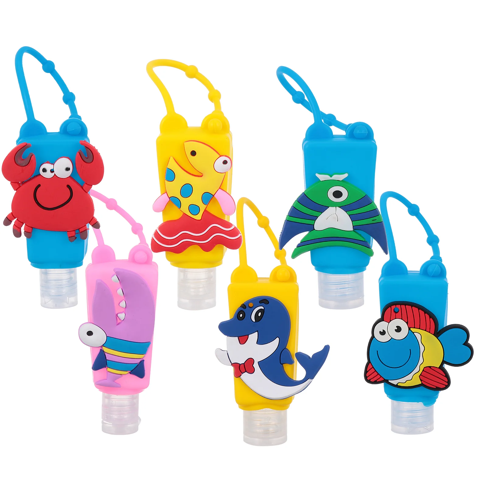 

6 Pcs Hand Bottle Cartoon Holder Case Bottles Mini Cream Silicone Cover Silica Gel Shampoo Travel